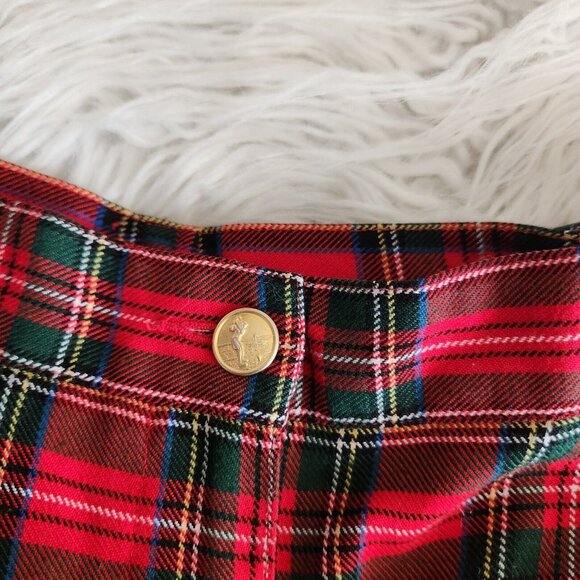 Vintage High Waisted Tartan Wide Leg Pleated Front Shorts Womens 10 Red Academia - Picture 3 of 11